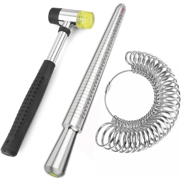 Ring Sizer Measuring Tool Including Ring Mandrel, Ring Gauge Finger Sizer - Picture 1 of 8